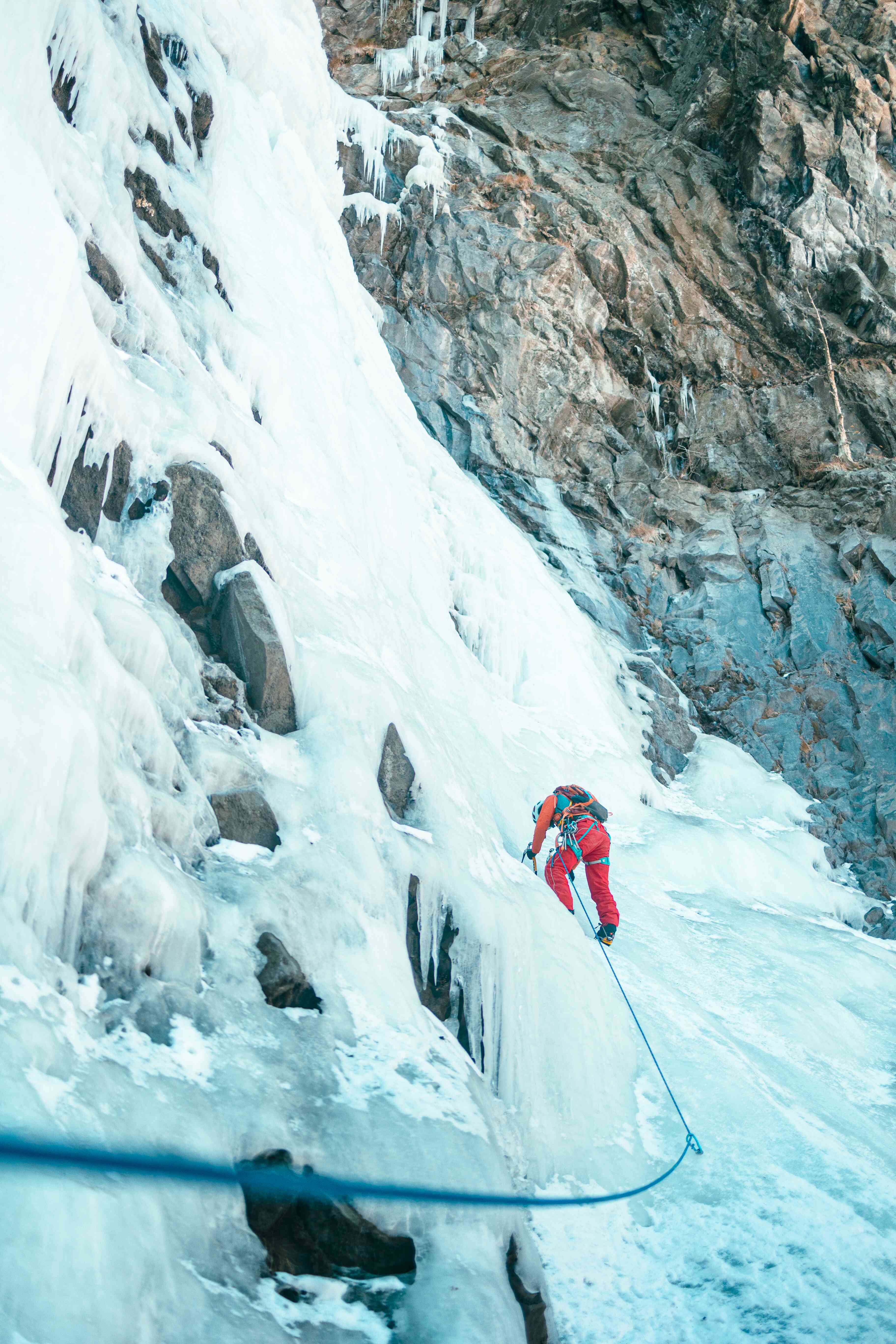 Group of climbers preparing for ice climbing in Spiti Valley