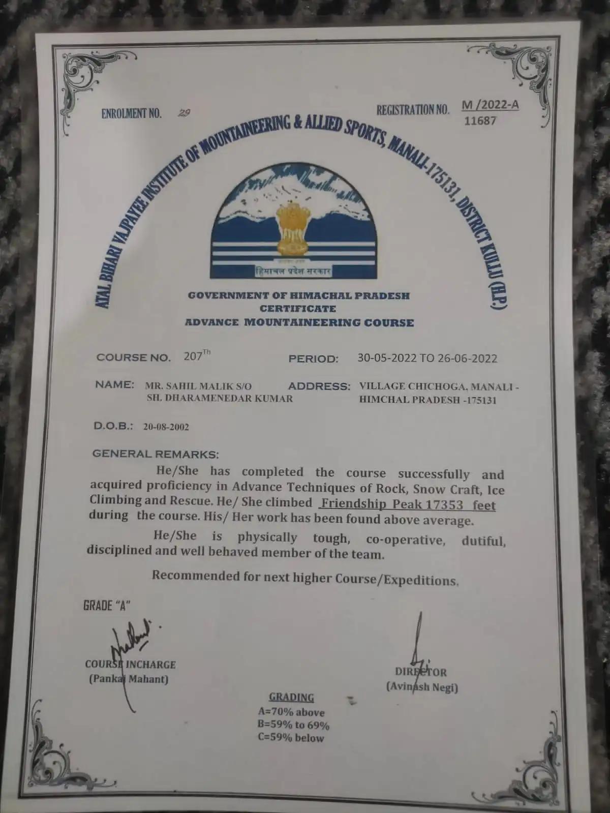 Certificate 4 of White Expedition accreditations