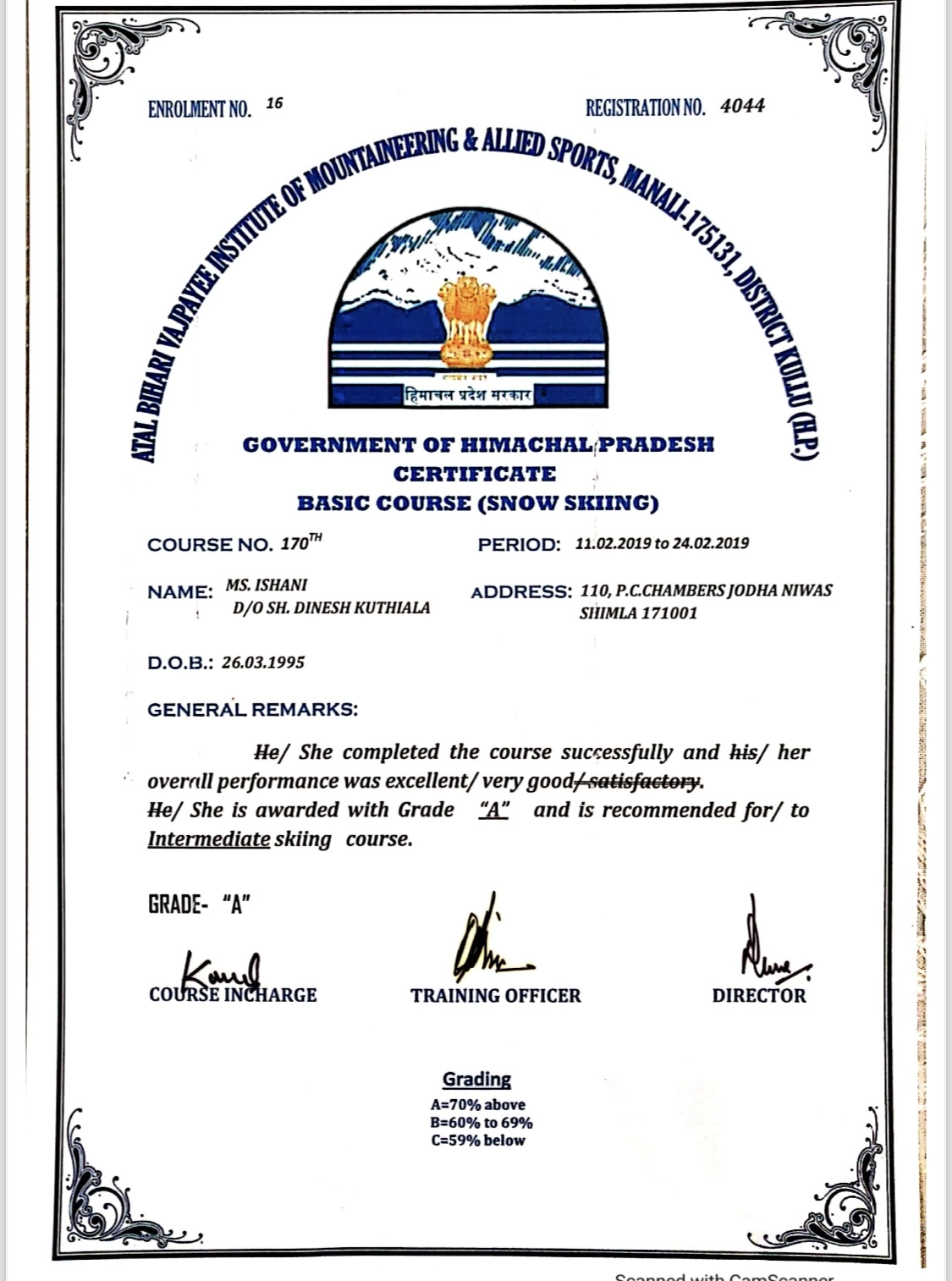 Certificate 5 of White Expedition accreditations