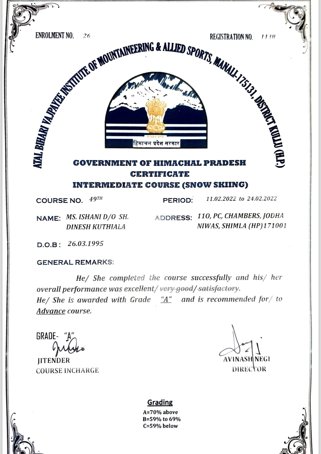 Certificate 6 of White Expedition accreditations